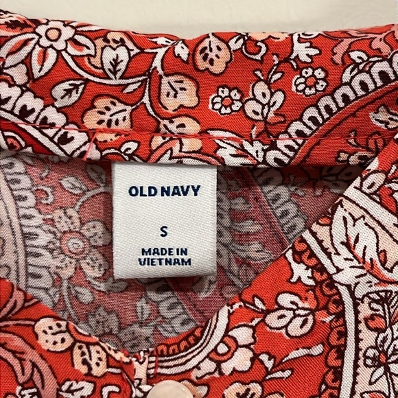 OLD NAVY Semi Fitted Paisley Floral Cami Tank Top Button Front Adjustable Straps - Picture 3 of 5